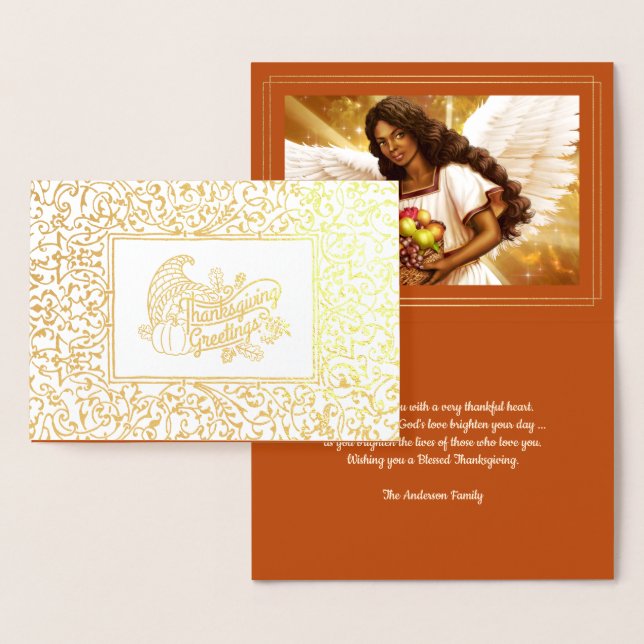 Thanksgiving Luxury-ängel Folierat Kort (Display)