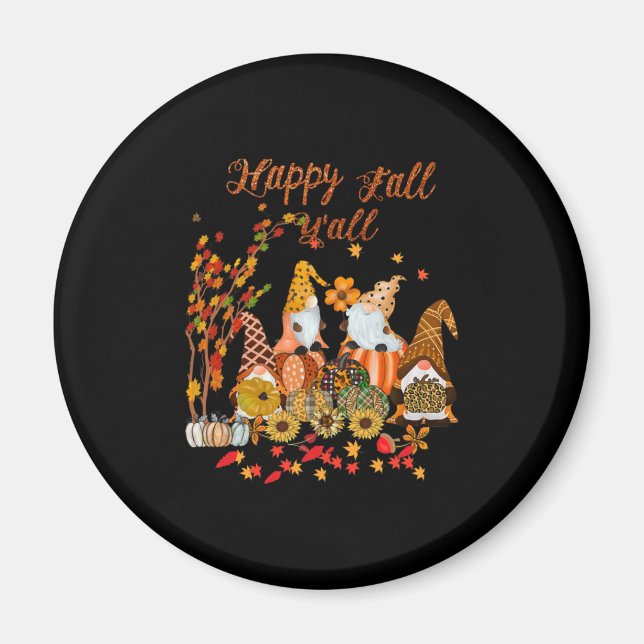 Thanksgiving Lycklig Fall Yall Gnome Leopard Magnet (Framsidan)