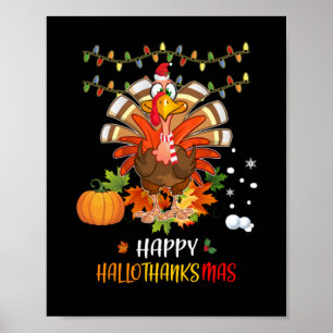 Thanksgiving Lycklig Hallothanksmas Pumpkin Poster