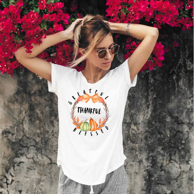 Thanksgiving Lycklig Harvest T Shirt (Thanksgiving T-shirt)