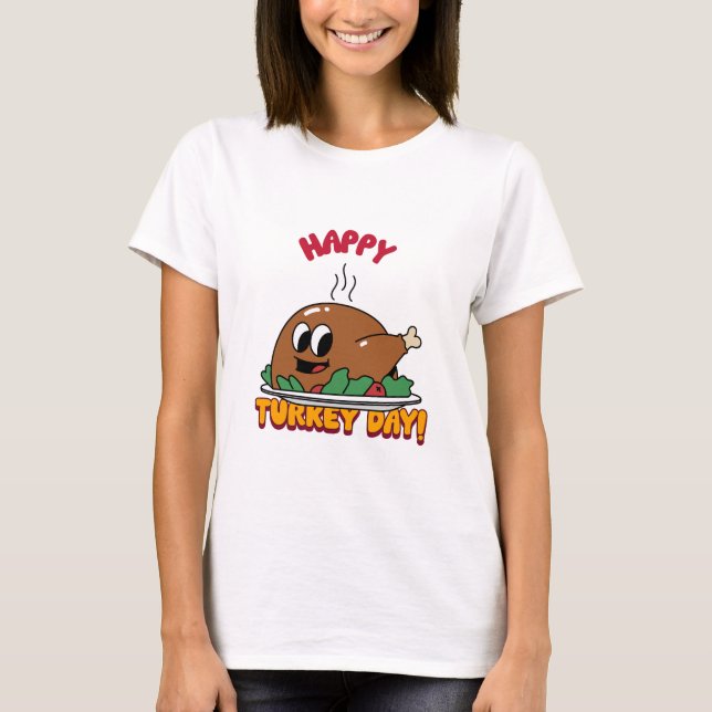 Thanksgiving Lycklig Turkietdagen T Shirt (Framsida)