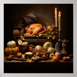 Thanksgiving Måltid inställt på Bord Poster