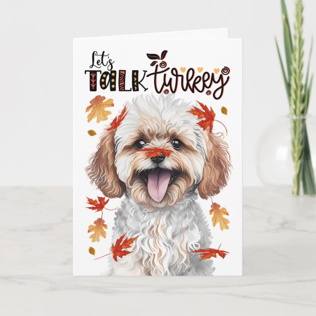 Thanksgiving Maltipoo Låt oss Tala Turkiet Helgkort (Framsida)