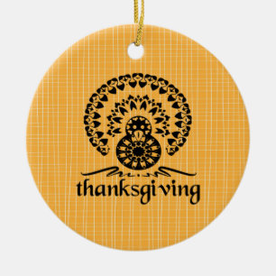 Thanksgiving Mandala Turkey Boho Folk Art Julgransprydnad Keramik