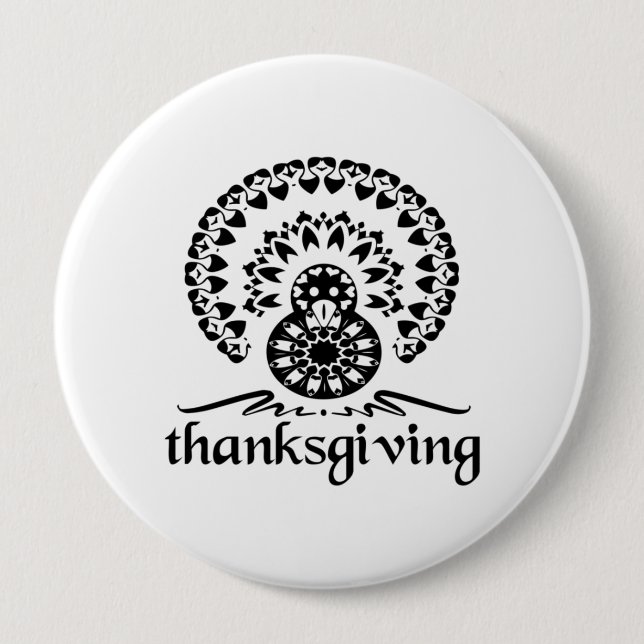 Thanksgiving Mandala Turkey Boho Folk Art Knapp (Framsida)