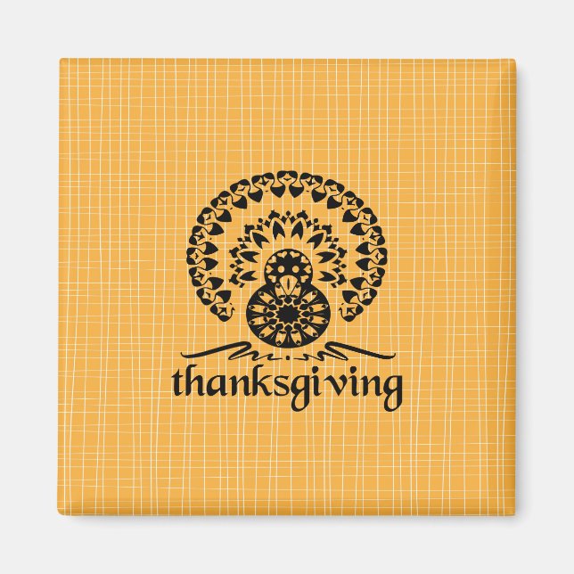 Thanksgiving Mandala Turkey Boho Folk Art Magnet (Framsidan)