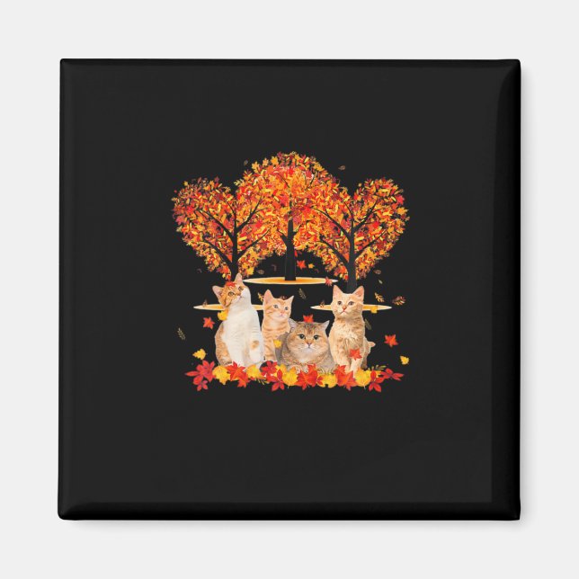 Thanksgiving Maple Cat Heart Shape Träd Löv Magnet (Framsidan)