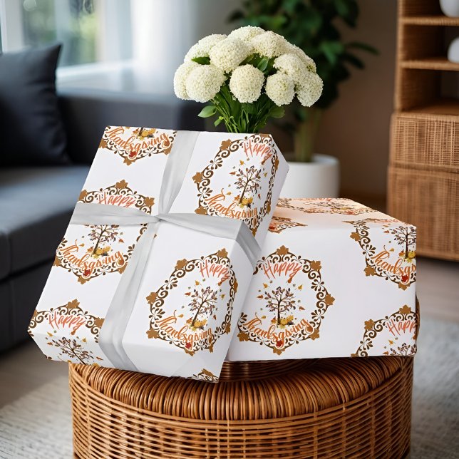 Thanksgiving Maple Löv ram hösten Presentpapper (Skapare uppladdad)