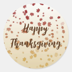 Thanksgiving Maple-Löv Runt Klistermärke