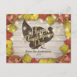 Thanksgiving Maple Löv Turkey Wood String Light Helg Vykort