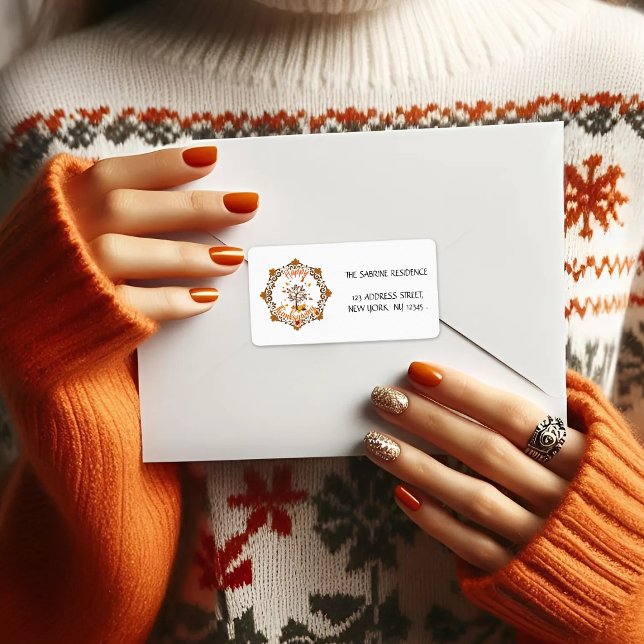 Thanksgiving Maple Lövs ram höstetikett Adressetikett (Skapare uppladdad)