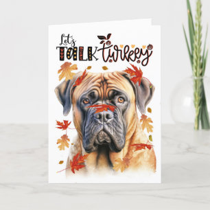 Thanksgiving Mastiff Hund Lets Prata med Turkiet Helgkort