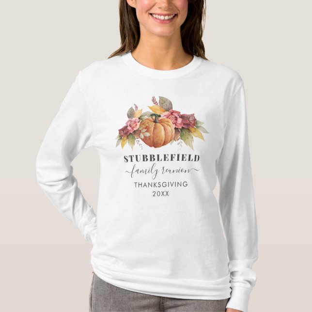 Thanksgiving Matching Family Reunion Pumpkin T Shirt (Framsida)