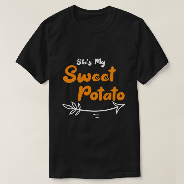 Thanksgiving Matching Par Shes My Sweet Potato T Shirt (Design framsida)
