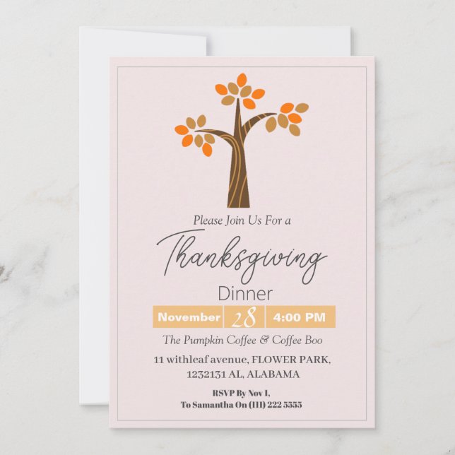 Thanksgiving med enkel Elegant - Blommigt för inne Inbjudningar (Framsida)