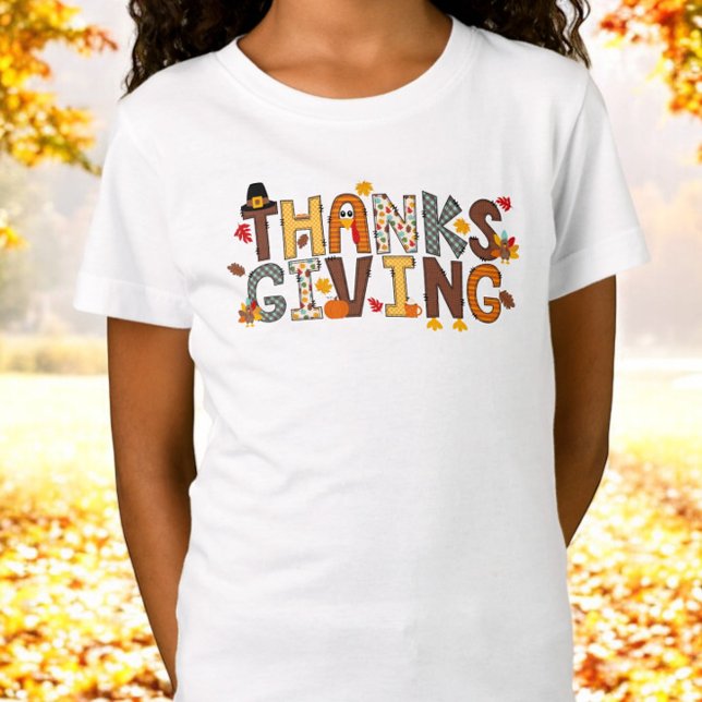 Thanksgiving med Festive Inslag T Shirt (Skapare uppladdad)