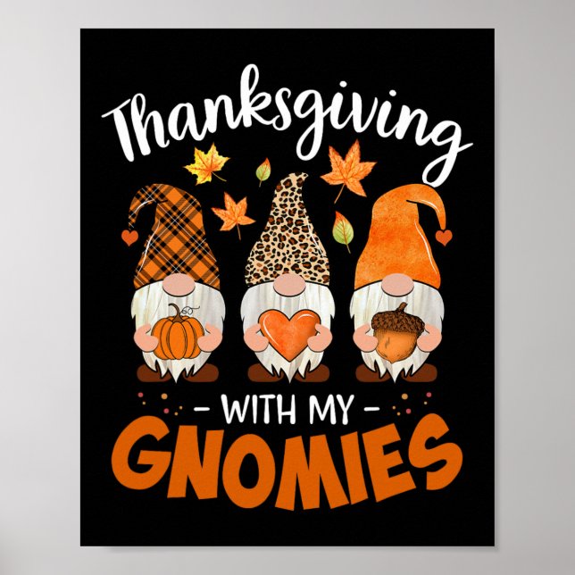 Thanksgiving med min Gnomie Leopard Women Teacher Poster (Framsidan)