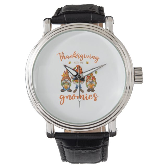 Thanksgiving med mina vänner hösten Gnomes Turkiet Armbandsur (Framsida)