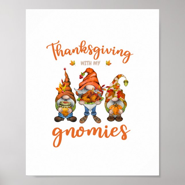 Thanksgiving med mina vänner hösten Gnomes Turkiet Poster (Framsidan)