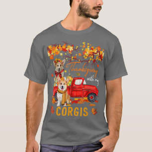 Thanksgiving med mitt Corgis på Pickupa Lastbil Fa T Shirt