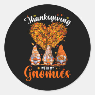 Thanksgiving med Roligten Gnomies sjunker hösten Runt Klistermärke