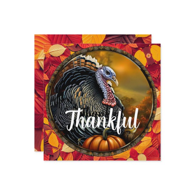 Thanksgiving Menu för tacksamhet och Turkiet Tack Kort (Fram/Back In Situ)