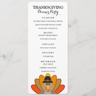 Thanksgiving Menykortsmall för Middag Inbjudningar