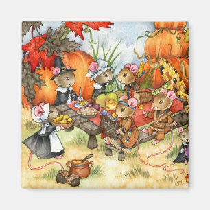Thanksgiving Mice - Cute Magnet