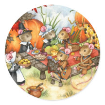 Thanksgiving Mice - Cute Stickers
