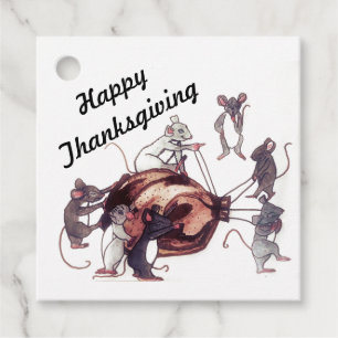 THANKSGIVING MICE STEAL TURKEY-presentmärkre Gåvor Etiketter