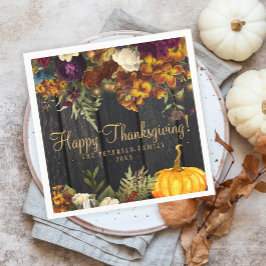 Thanksgiving Middag blommigt av rostfritt trä Pappersservett