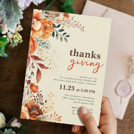 Thanksgiving middag blommigt inbjudningar