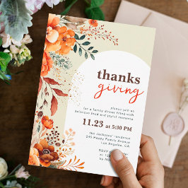 Thanksgiving middag blommigt inbjudningar