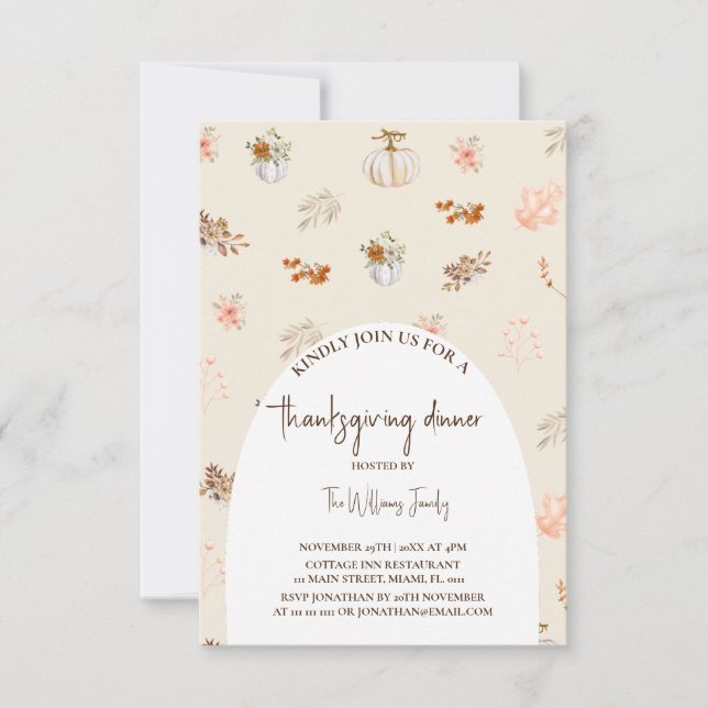 Thanksgiving middag blommigt kort (Framsida)