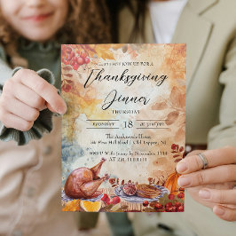 Thanksgiving Middag Bord och alla flygmotiv Inbjudningar