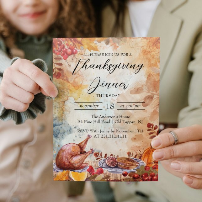Thanksgiving Middag Bord och alla flygmotiv Inbjudningar (Skapare uppladdad)