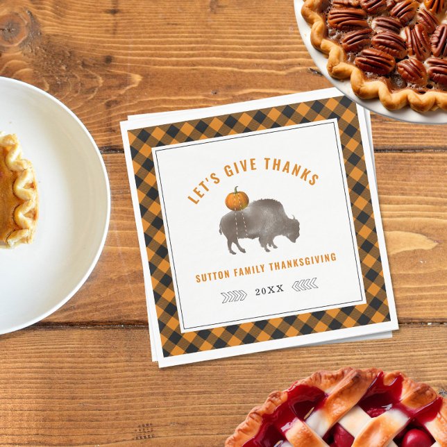 Thanksgiving Middag Buffalo Bison Pumpkin Play Pappersservett (Skapare uppladdad)