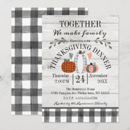 Thanksgiving Middag Buffalo Plaid Pumpkins Inbjudningar