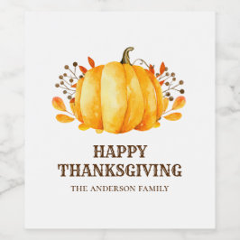 Thanksgiving middag. Friendsgiving arumpumpa Vinflaska Etikett