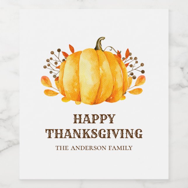 Thanksgiving middag. Friendsgiving arumpumpa Vinflaska Etikett (Singel etikett)