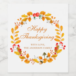 Thanksgiving middag. Friendsgiving-utfall Vinflaska Etikett
