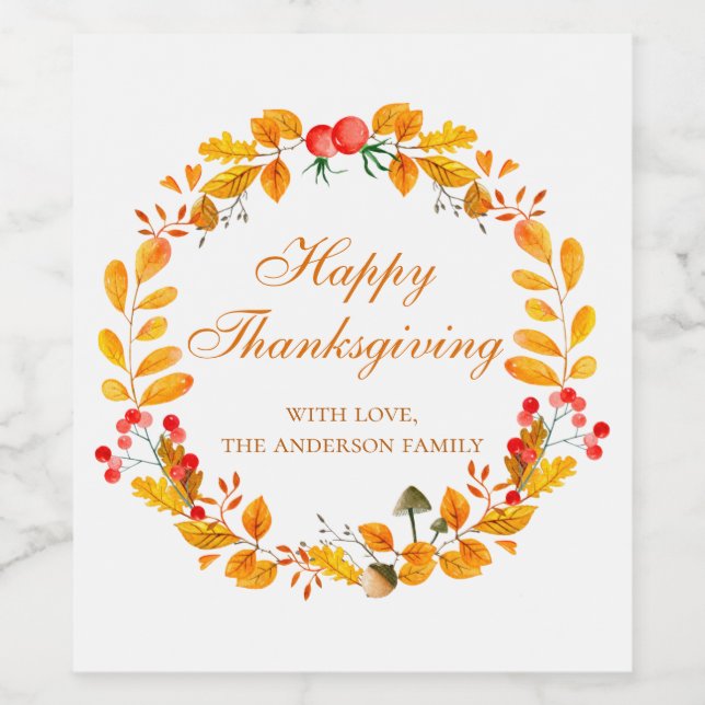 Thanksgiving middag. Friendsgiving-utfall Vinflaska Etikett (Singel etikett)