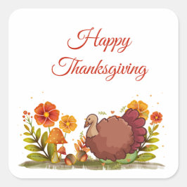 Thanksgiving Middag Fyrkantigt Klistermärke