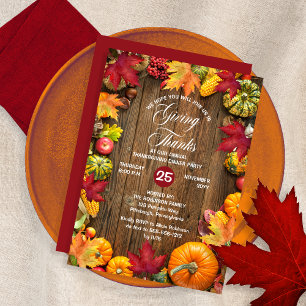 Thanksgiving Middag - Ge tack för Rustic Woodsy  Inbjudningar