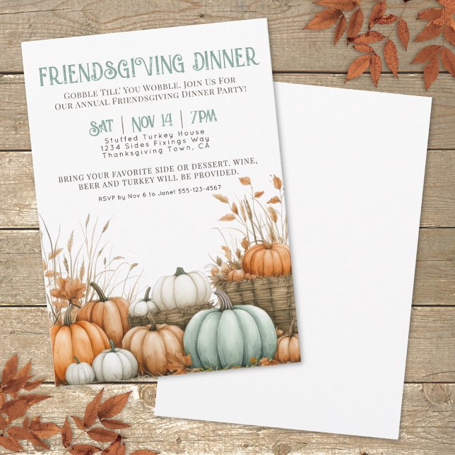 Thanksgiving Middag i Party Inbjudningar (Thanksgiving Dinner Friendsgiving Party Invitation)