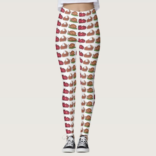 Thanksgiving Middag i Turkiet Cranberry Paj Foodie Leggings (Framsida)