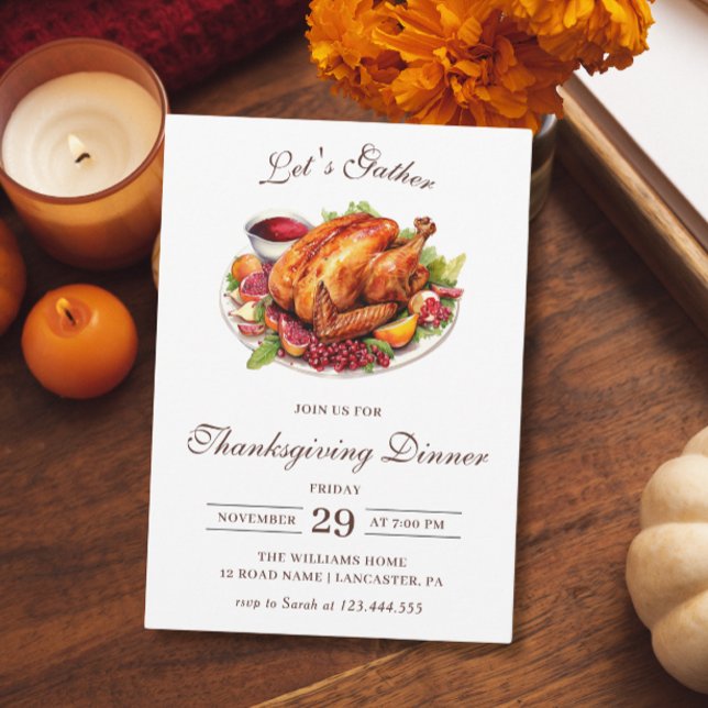 Thanksgiving Middag i Turkiet - modern Chic Inbjudningar (Skapare uppladdad)