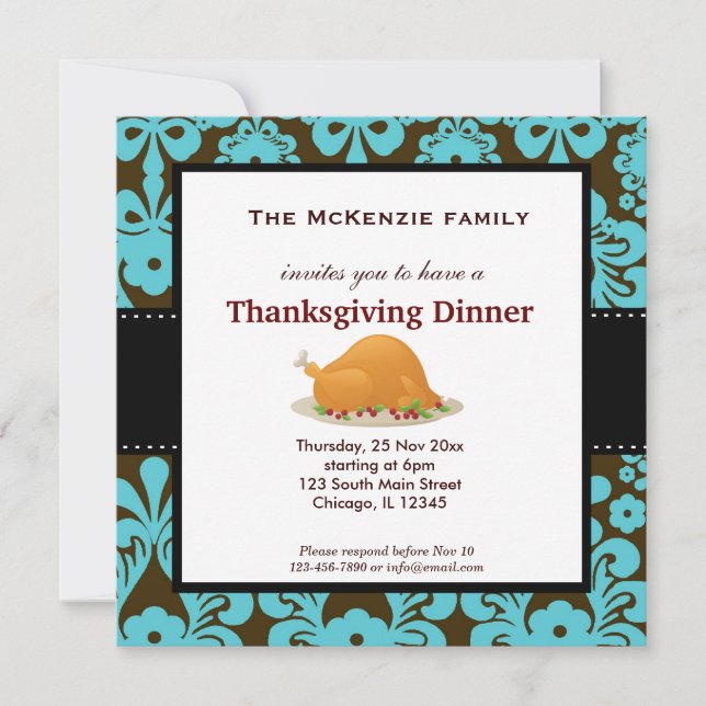 Thanksgiving-middag Inbjudningar (Framsida)