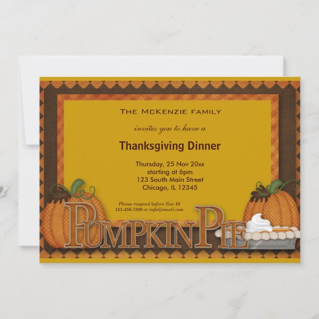 Thanksgiving Middag Inbjudningar (Framsida)