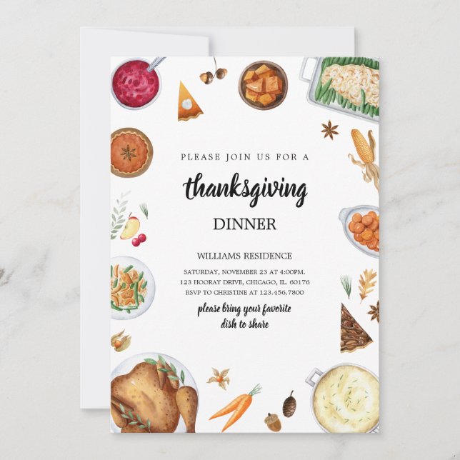 Thanksgiving Middag Inbjudningar (Framsida)